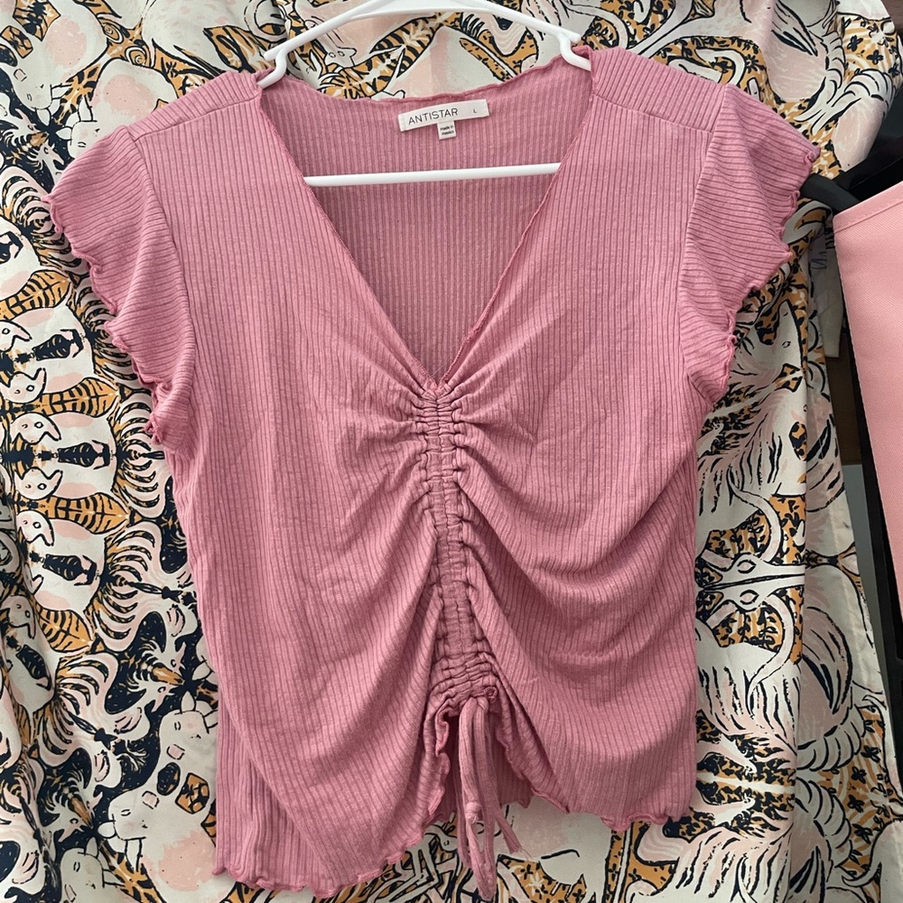 Pink Women's Ruched Top